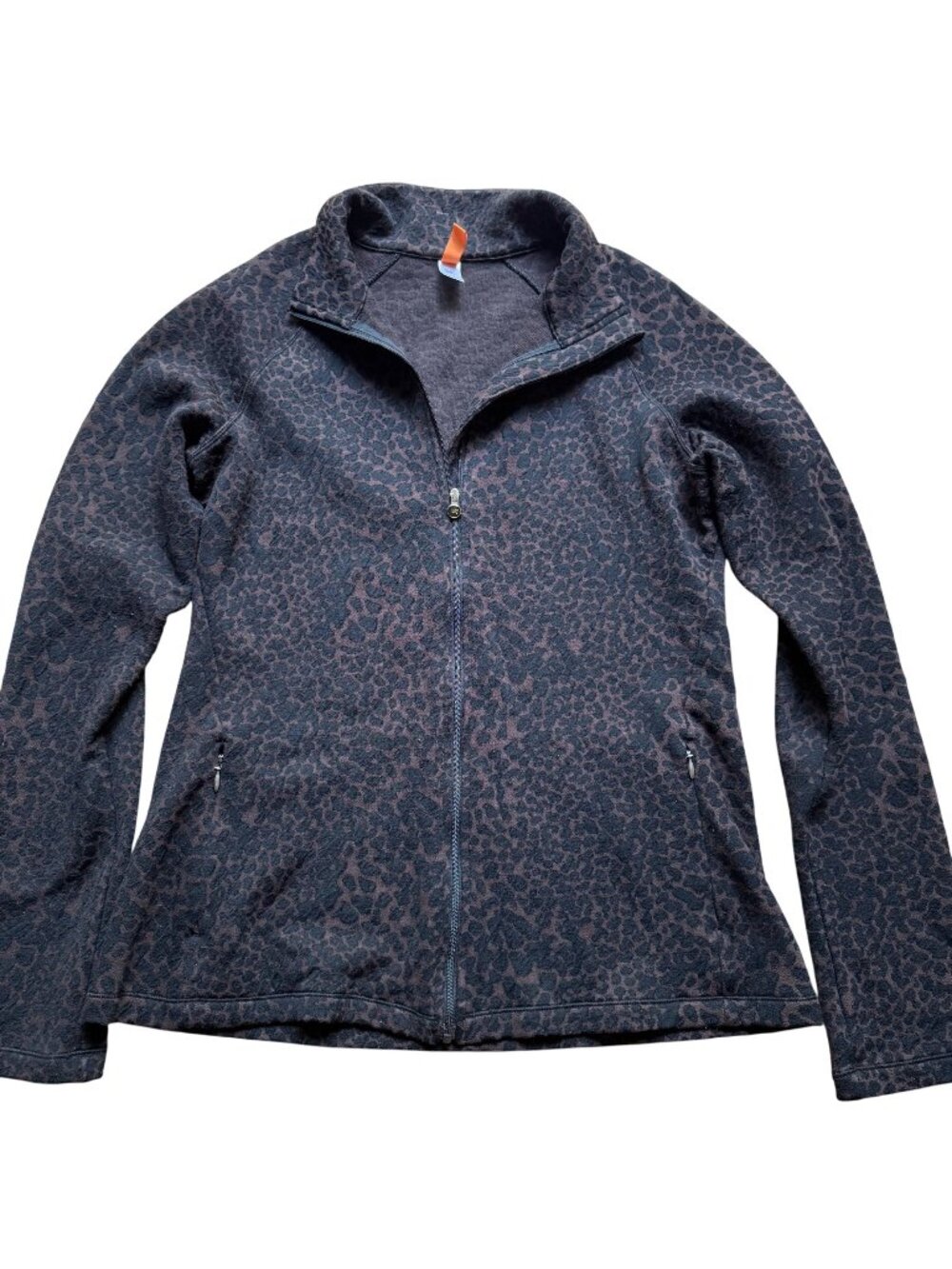 Lucy Size M Brown & Black Cheetah Animal Print Mock Neck Full Zip Jacket
